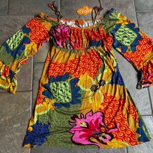 Voom by Joy Han Bohemian-Style Off-the-Shoulder Dress Women's Size Large 8-10